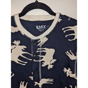 Lazy One Adult Small Pajama Moose Blue Flapjack PJ's "Don't Moose with Me" Funny